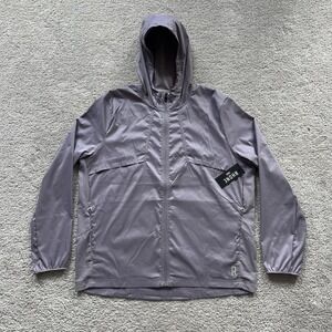 Rhone Outpace Full Zip Jacket Mens XL Gray Stone Hooded Windbreaker Running